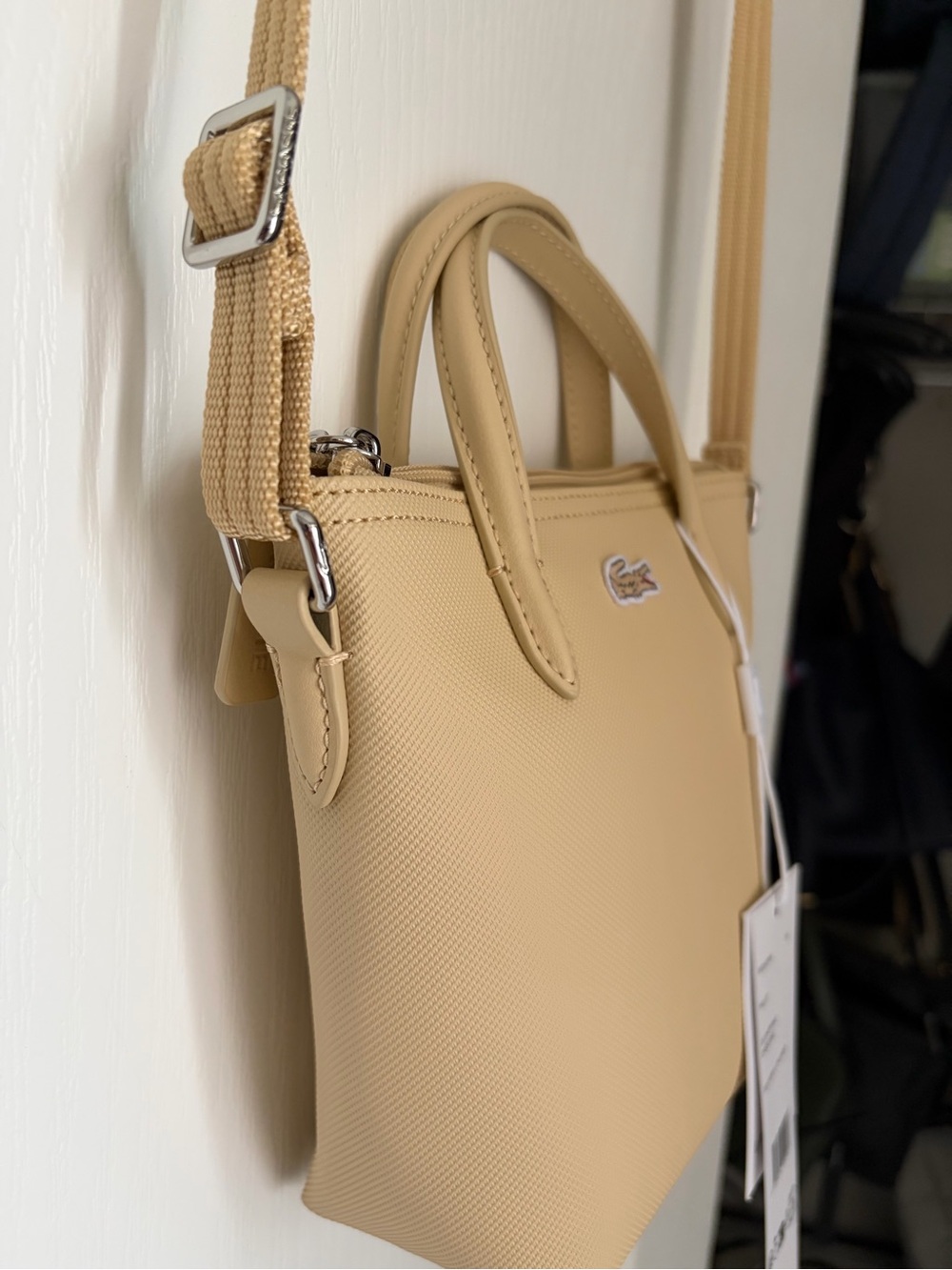 NWT Authentic Lacoste Small Women's Crossbody Bag in butter cream from Paris